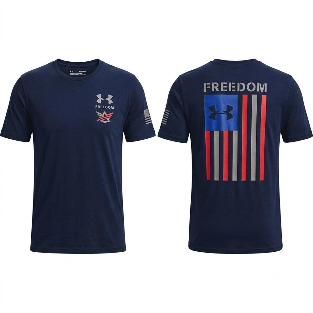 Under Armour Men's Freedom Flag Navy Blue Graphic Short Sleeve T-Shirt